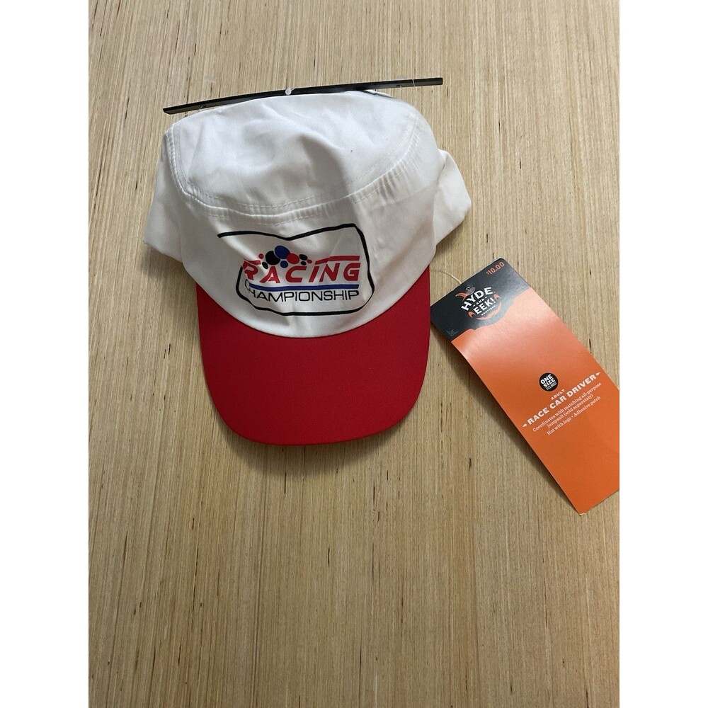 hide and eek Boutique Race Car Driver Hat Cap White Red Bill New